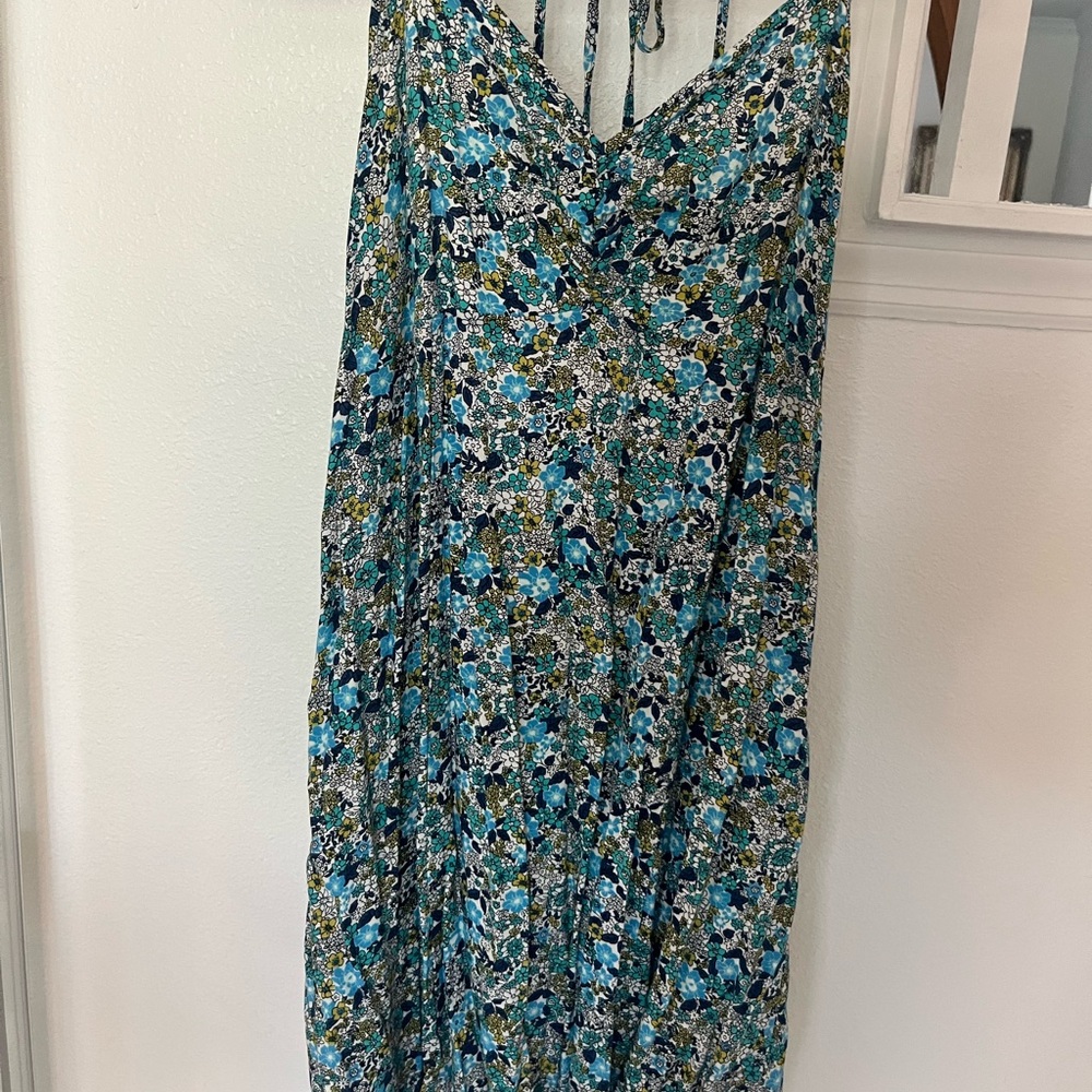 Wild Fable Floral Long Sleeve Dress in Blue and Green
